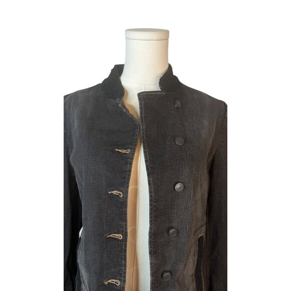 2/$30 Express Size 7/8 Black Denim Jacket With Lace Cuffs & Collar - Picture 13 of 16